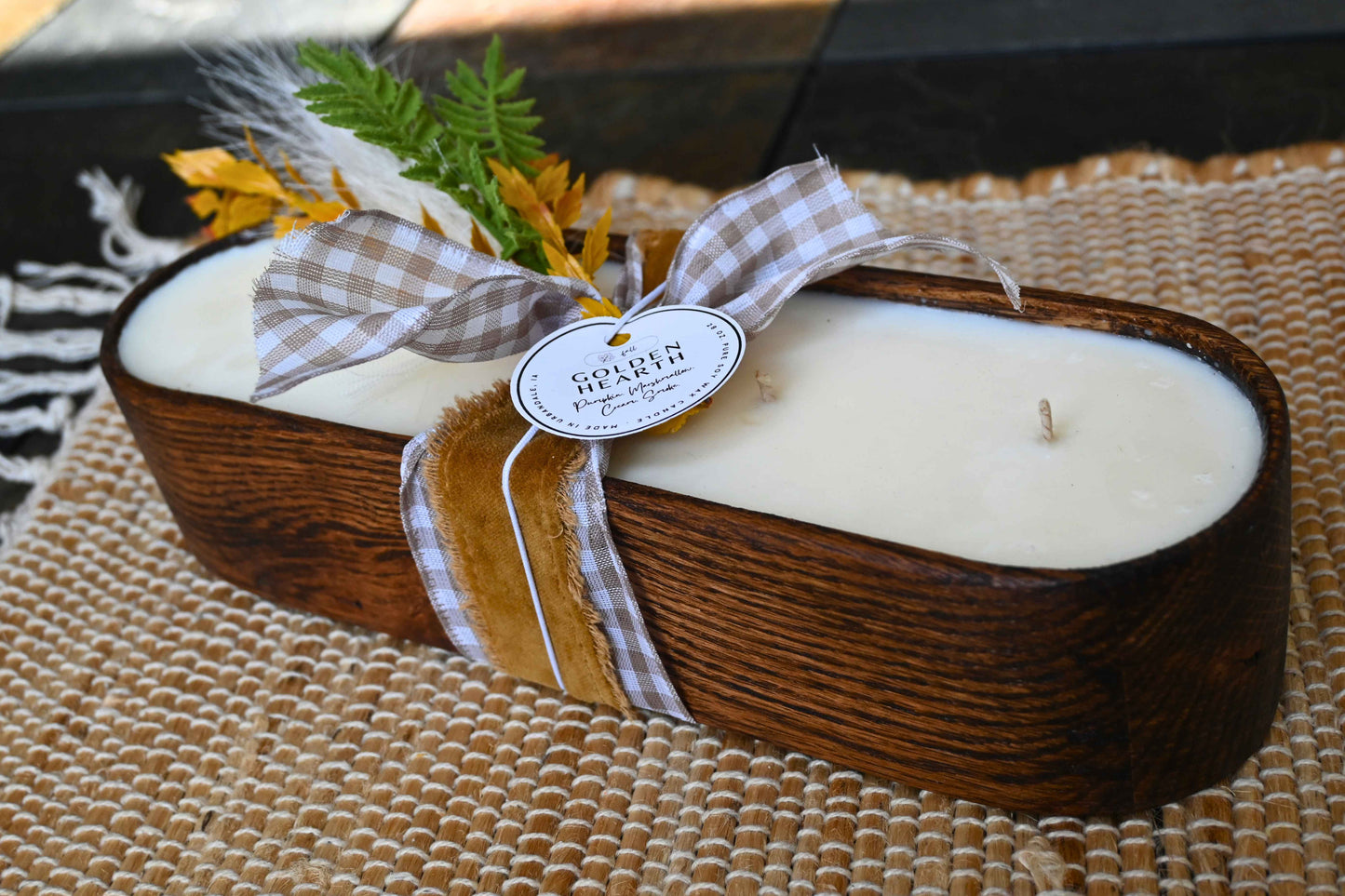 Golden Hearth Wood Candle Boat