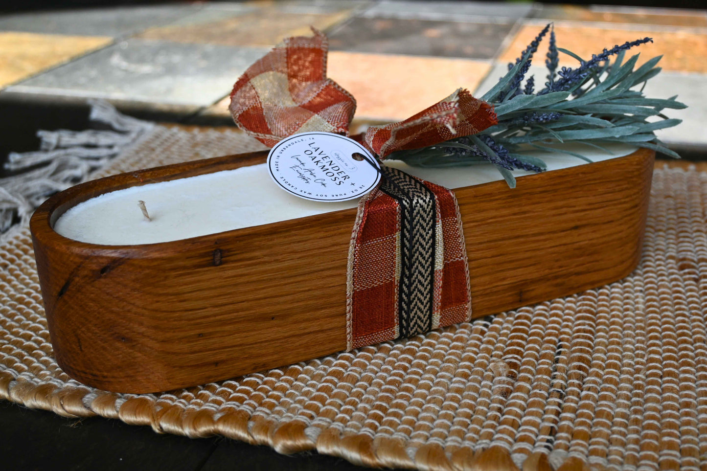 Lavender + Oakmoss Wood Candle Boat