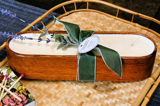 Lavender + Oakmoss Wood Candle Boat