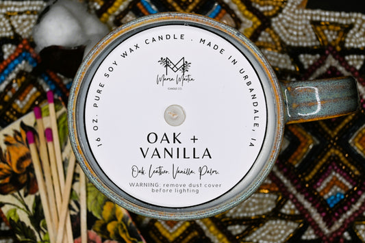 Oak + Vanilla Soy Ceramic Candle Mug