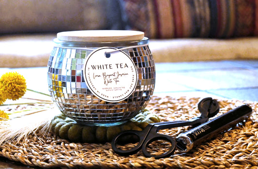White Tea Disco Ball Candle