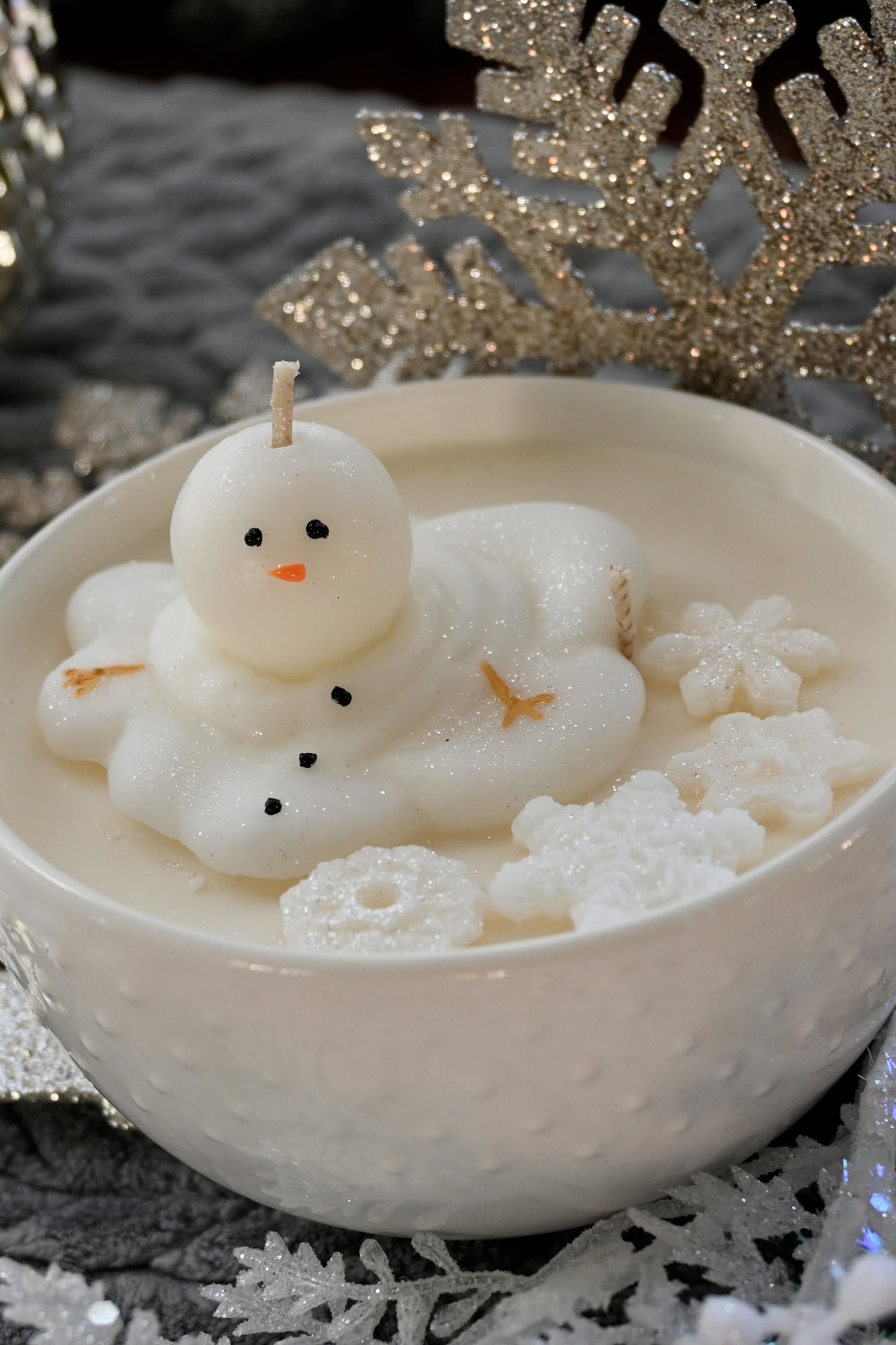 Snow Day Hobnail Snowman Candle