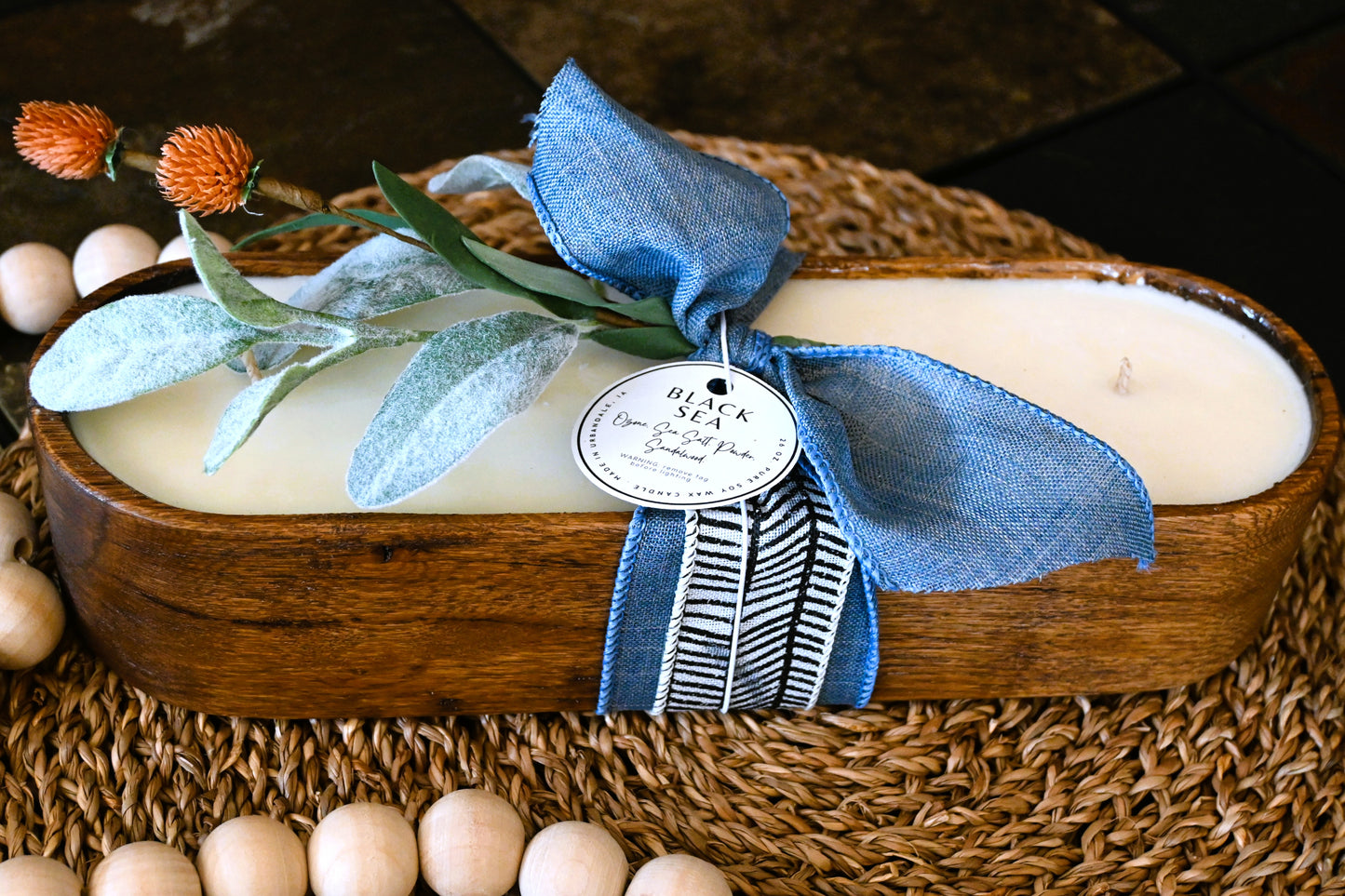 Black Sea Wood Candle Boat