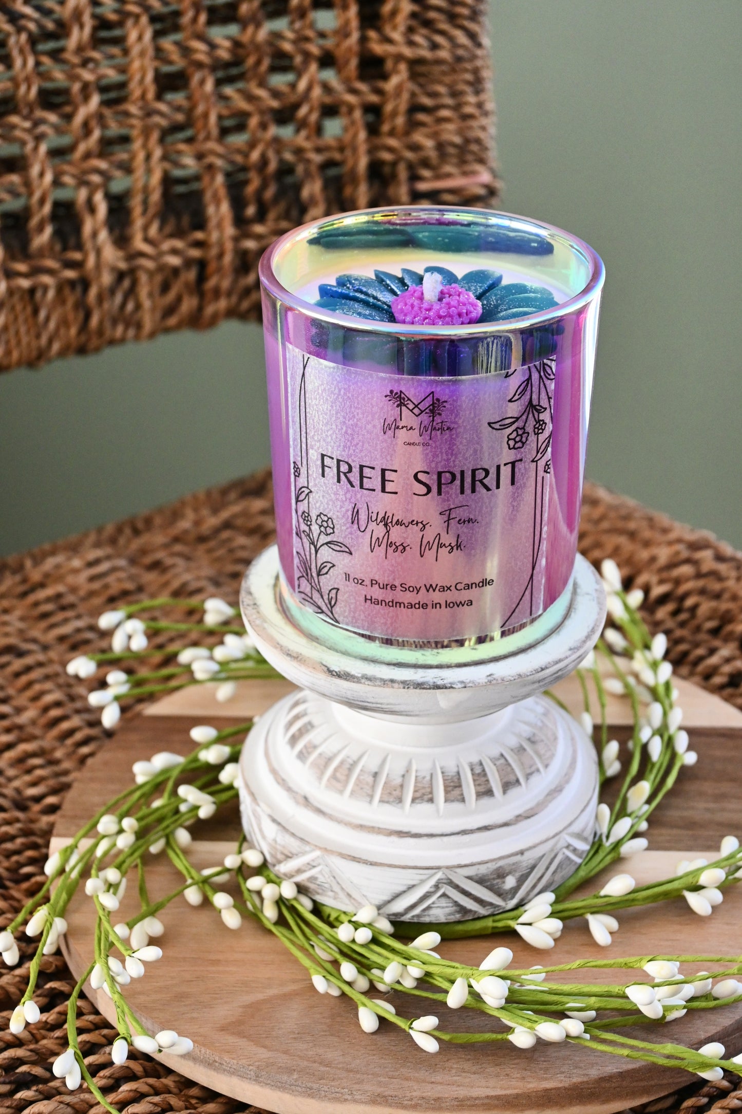 Free Spirit Iridescent Flower Candle