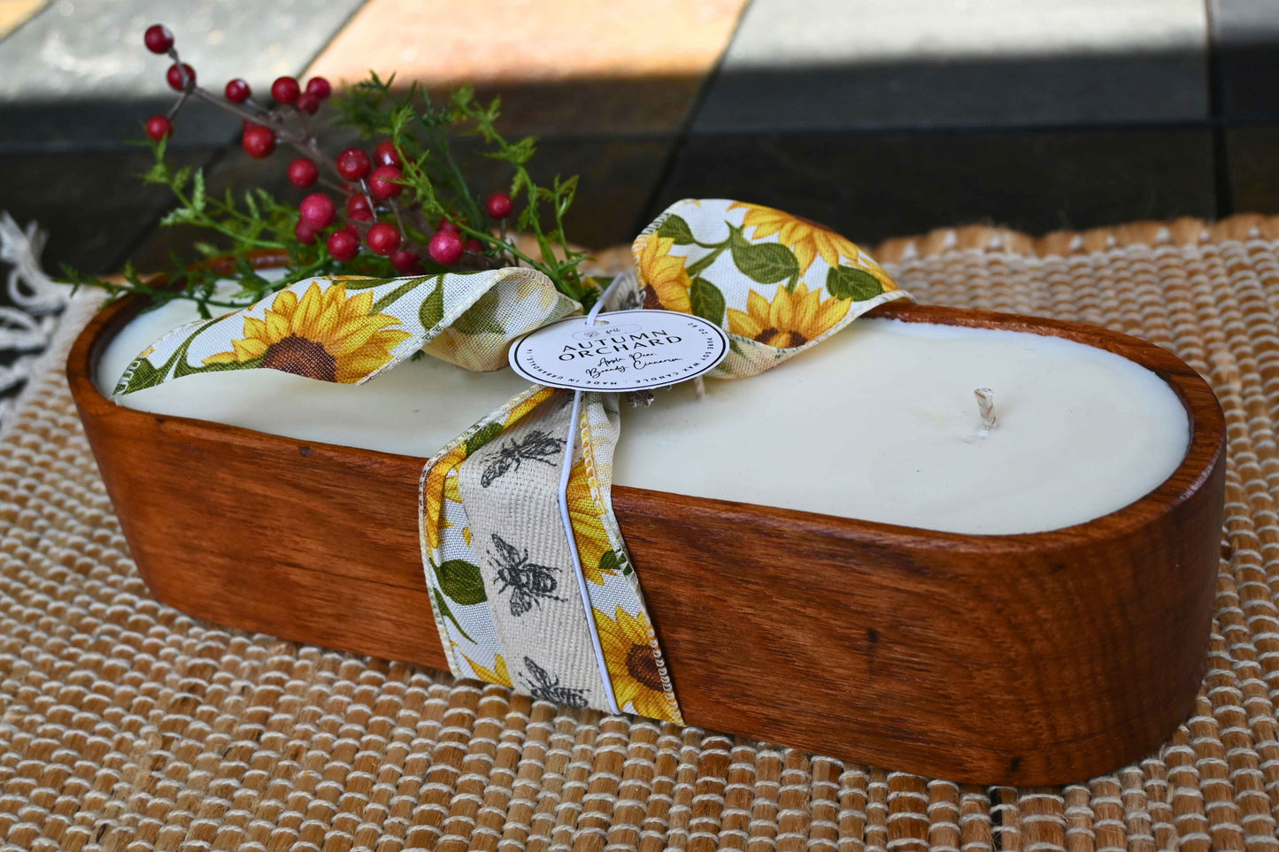 Autumn Orchard Wood Candle Boat