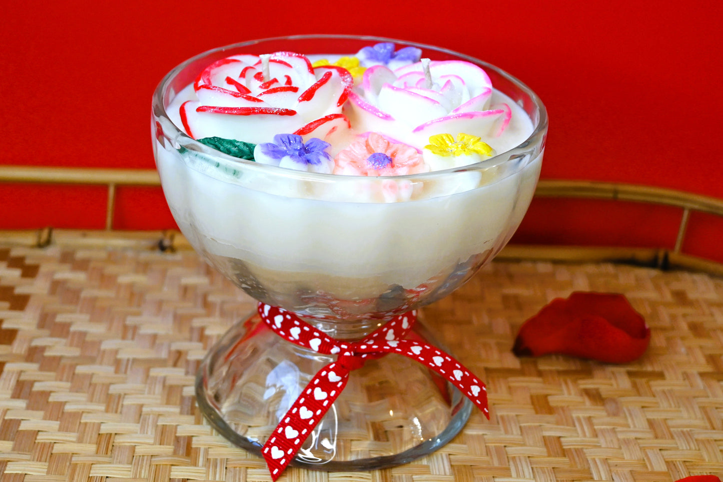 Fresh Flowers Crystal Chalice Candle