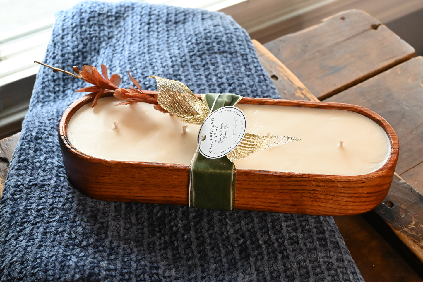 Gingerbread + Pear Wood Candle Boat