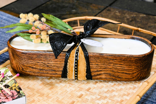 Oak + Vanilla Wood Candle Boat
