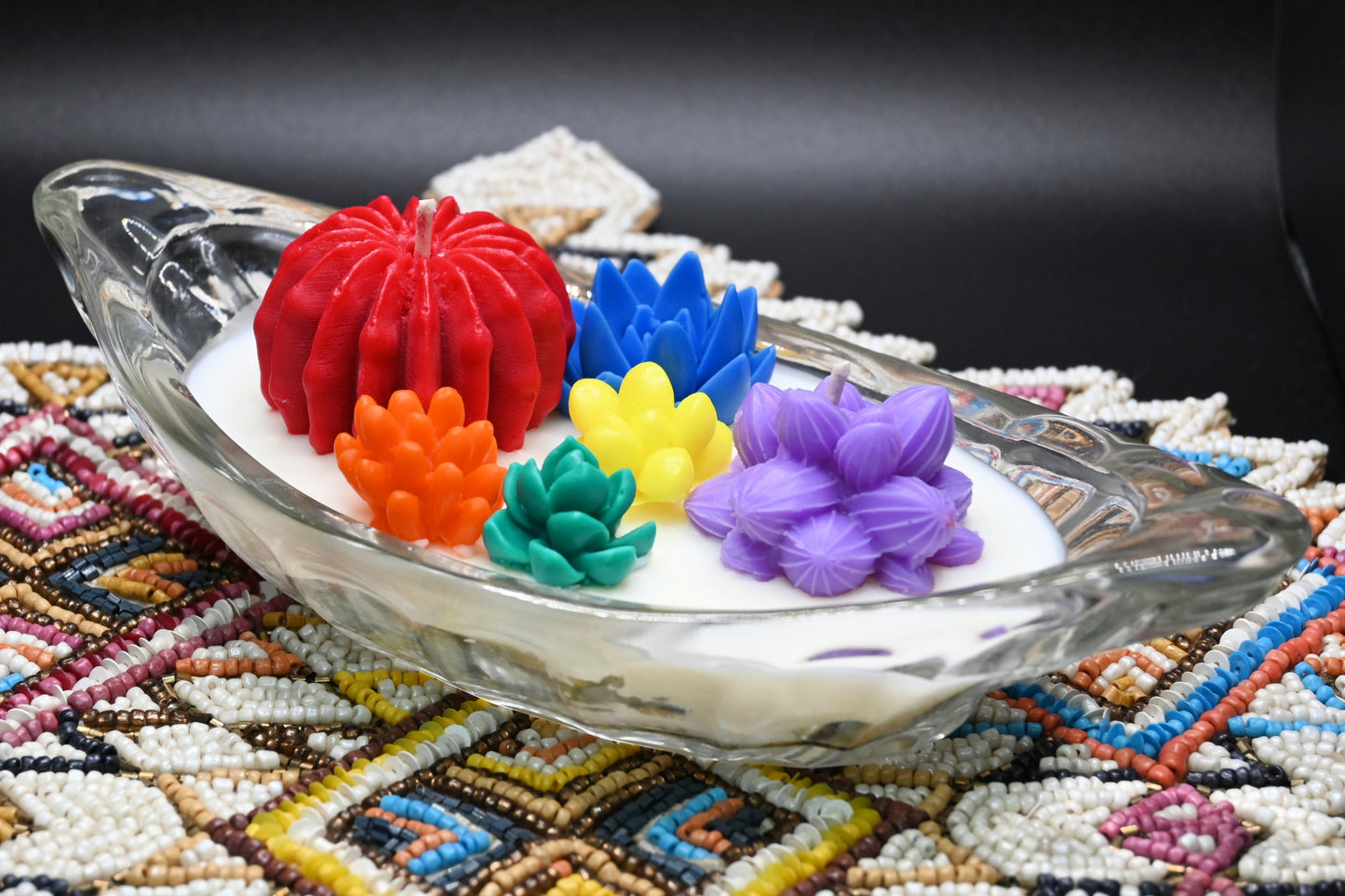 Rainbow Bloom Crystal Candle