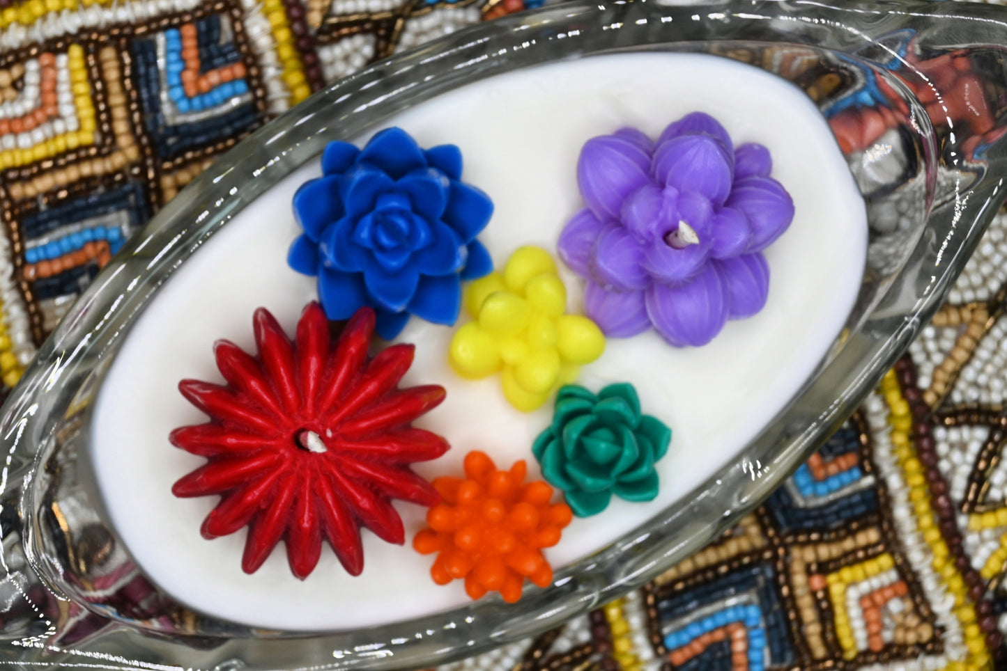 Rainbow Bloom Crystal Candle