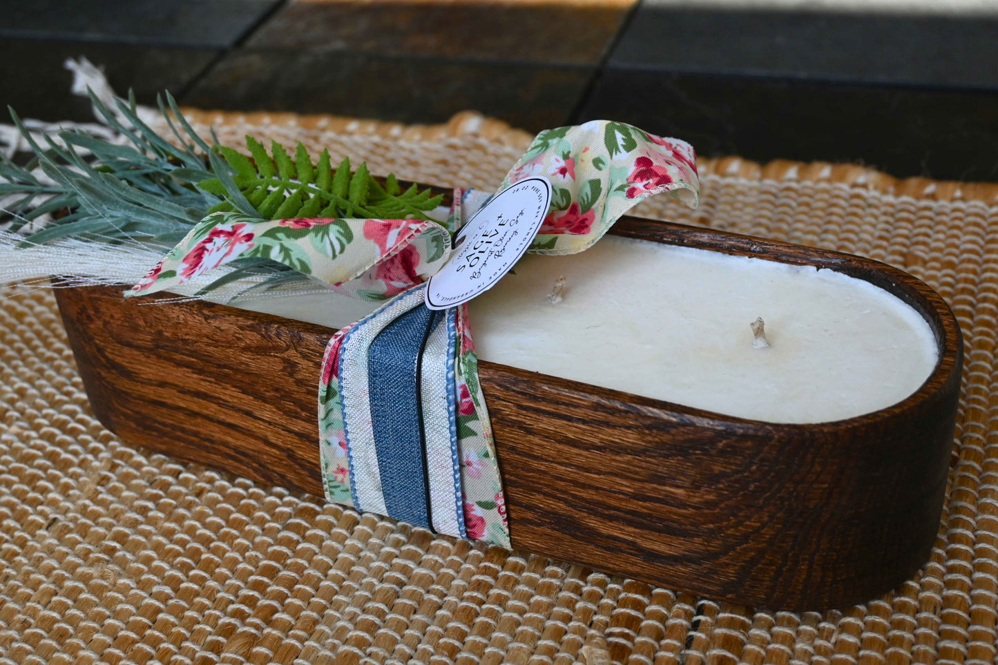 Sage + Olive Wood Candle Boat