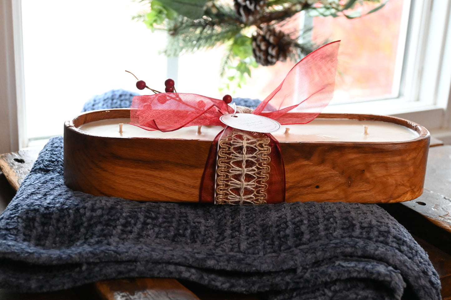 White Birch + Currant  Wood Candle Boat