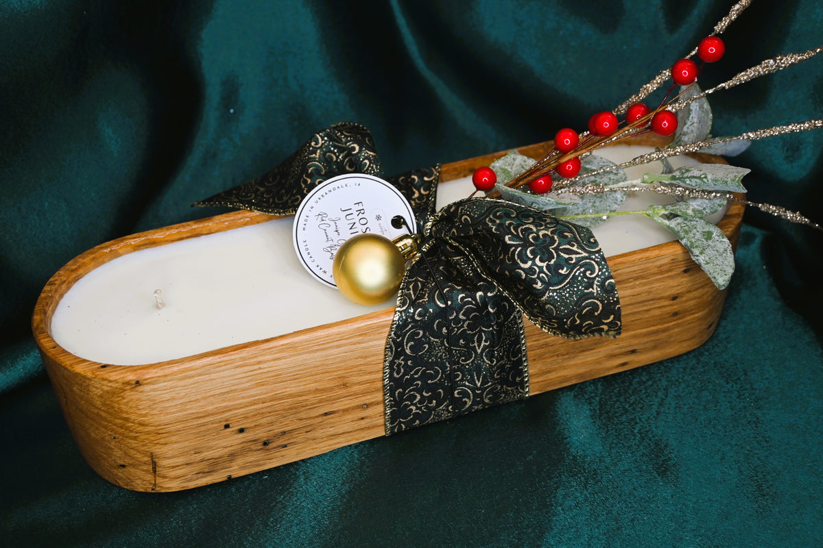 Frosted Juniper Wood Candle Boat