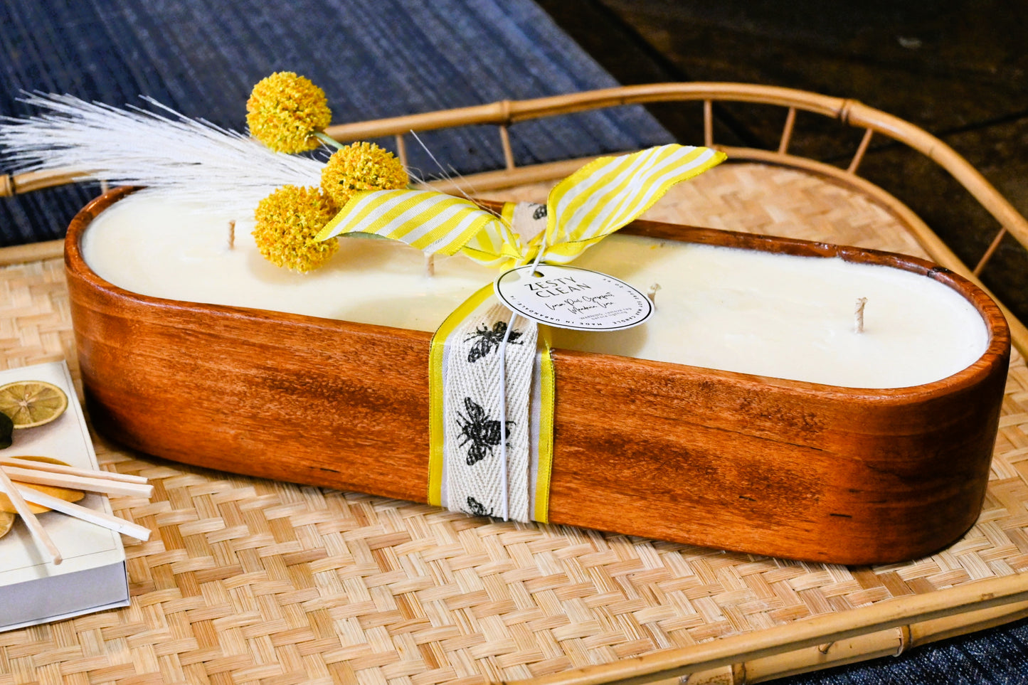 Zesty Clean Wood Candle Boat